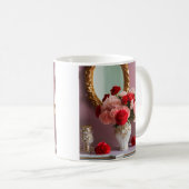 Mug Roses rouges avec miroir, romance (Devant droit)