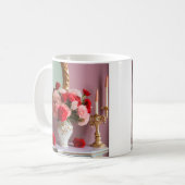 Mug Roses rouges avec miroir, romance (Devant gauche)