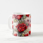 Mug Roses Rouges et Cœurs de la Saint-Valentin (Devant gauche)