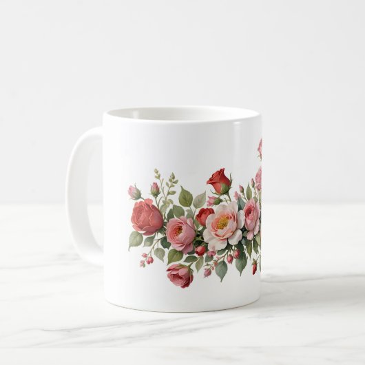 Mug Roses rouges et roses (Devant gauche)