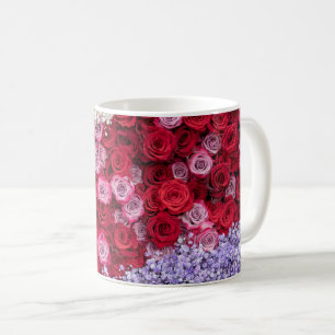 Mug Roses rouges et roses avec Gypsophile colorée