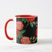 Mug Roses rouges, fond noir, (Gauche)