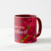 Mug Roses Rouges Je t'aime Nom (Devant droit)