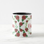 Mug Roses rouges mignonnes Courbe florale Nana (Centre)