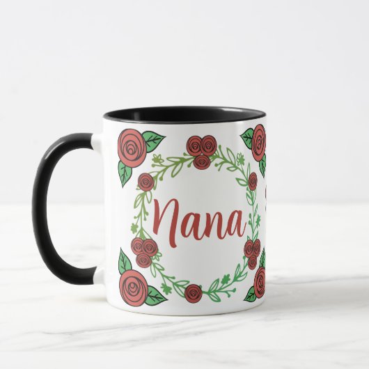 Mug Roses rouges mignonnes Courbe florale Nana (Gauche)