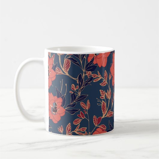 Mug Roses rouges Peonies Arrière - plan foncé (Gauche)