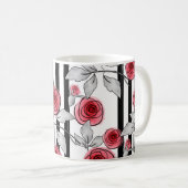 Mug Roses rouges, roses aquarelle (Devant droit)