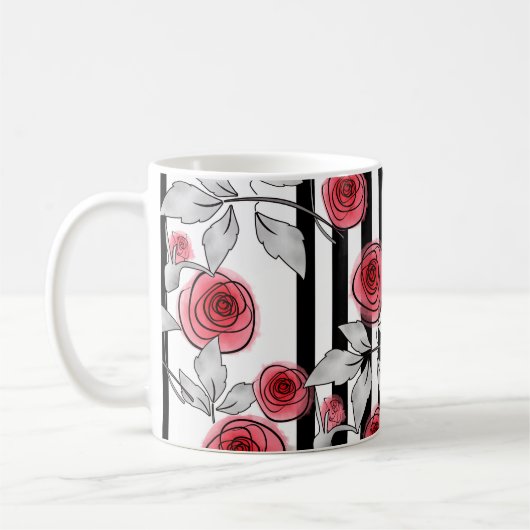 Mug Roses rouges, roses aquarelle (Gauche)