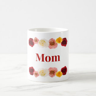 Mug Roses rouges roses et jaunes Bordure maman Café Mu