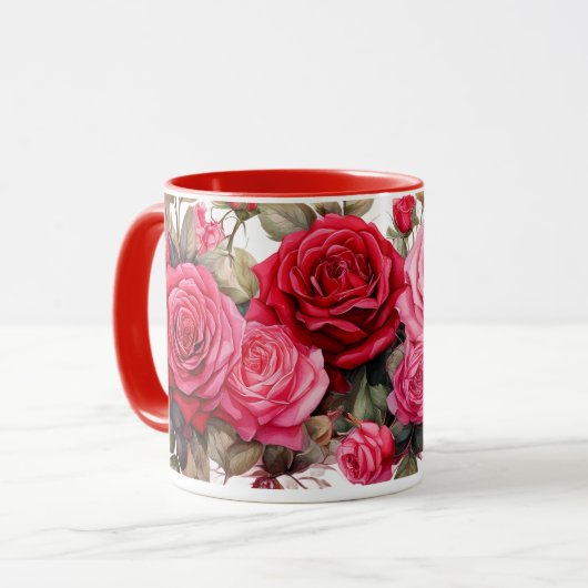 Mug Roses rouges, Roses rouges, (Devant gauche)
