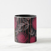 Mug Roses rouges sur noir. (Centre)