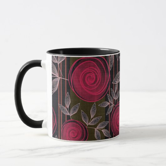 Mug Roses rouges sur noir. (Gauche)