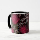 Mug Roses rouges sur noir. (Devant gauche)