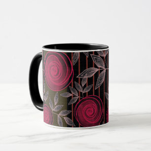 Mug Roses rouges sur noir.
