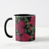 Mug Roses rouges sur noir. (Gauche)