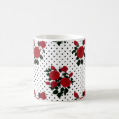 Mug Roses rouges sur un arrière - plan à pois de polka (Centre)