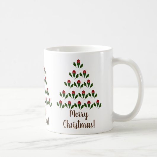 Mug Roses Rouges Vibrantes, Arbre de Noël Holly, Souha (Droite)
