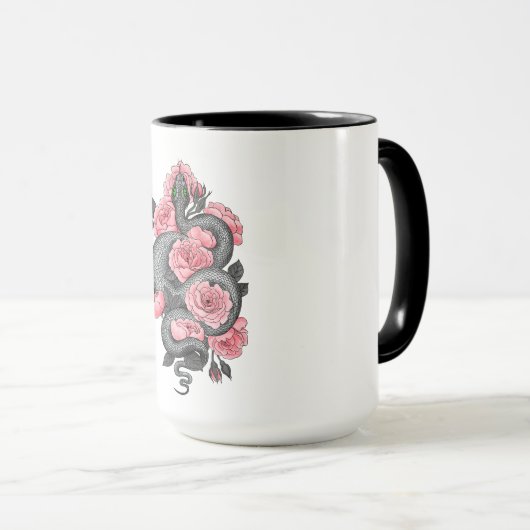 Mug Roses serpent et pêche (Devant droit)
