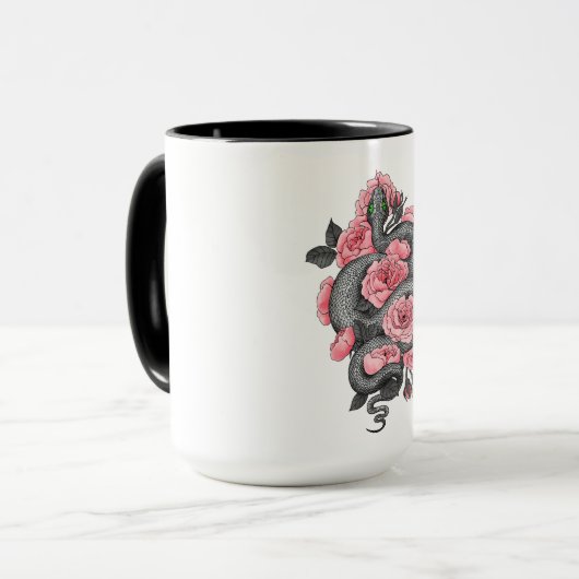 Mug Roses serpent et pêche (Devant gauche)