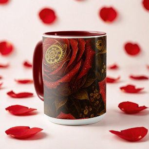 Mug Roses Steampunk Luxueuses Romantiques Engrenages D