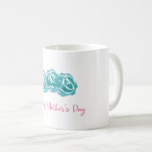 Mug Roses turquoises de l'aquarelle Joyeuse fête des m (Devant droit)
