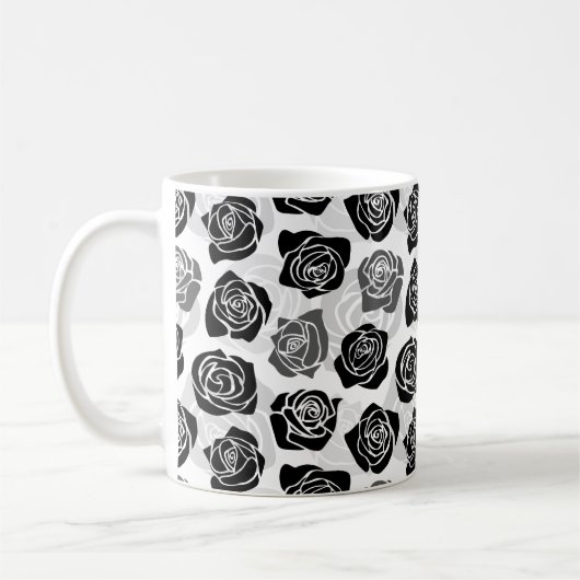 Mug Roses Vintages chic en noir et blanc (Gauche)