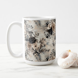 Mug Roses vintages d'aquarelle en beige, noir, crème