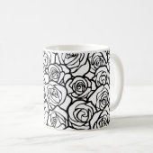 Mug Roses Vintages en noir et blanc (Devant droit)