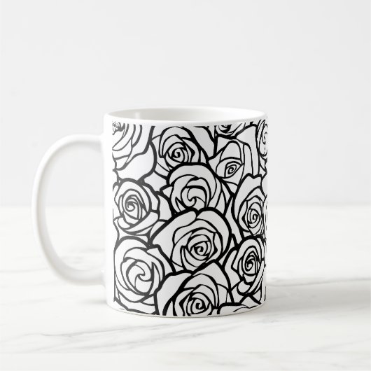 Mug Roses Vintages en noir et blanc (Gauche)