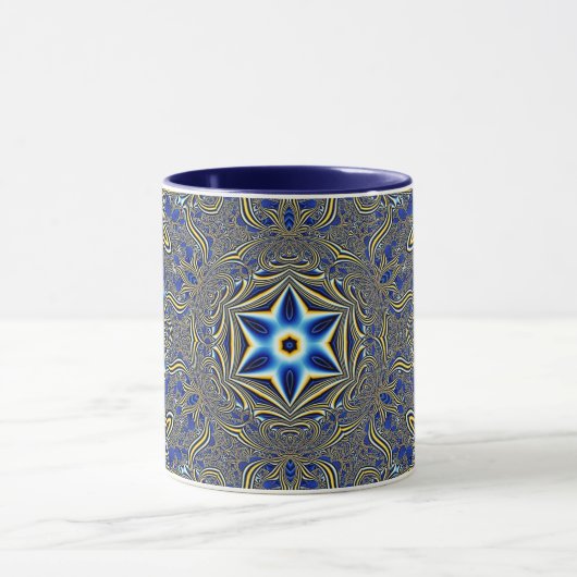 Mug Rosette géométrique mandala Fractale rétro Hippie (Centre)