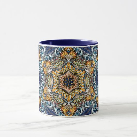 Mug Rosette géométrique mandala Fractale rétro Hippie (Centre)