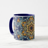 Mug Rosette géométrique mandala Fractale rétro Hippie (Devant gauche)