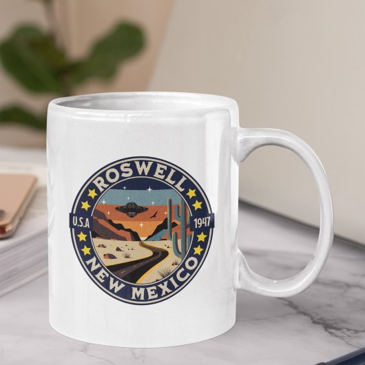 Mug Roswell New Mexico Nostalgic UFO Backdrop