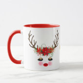 Mug Rosy Cheeks Gold Eyes Floral Reindeer Holiday (Gauche)