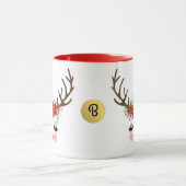 Mug Rosy Cheeks Gold Eyes Floral Reindeer Holiday (Centre)