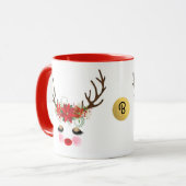 Mug Rosy Cheeks Gold Eyes Floral Reindeer Holiday (Devant gauche)