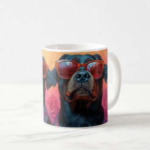 Mug Rottweiler au cœur Roses Saint-Valentin