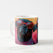 Mug Rottweiler avec Roses de coeur Saint Valentin (Devant gauche)