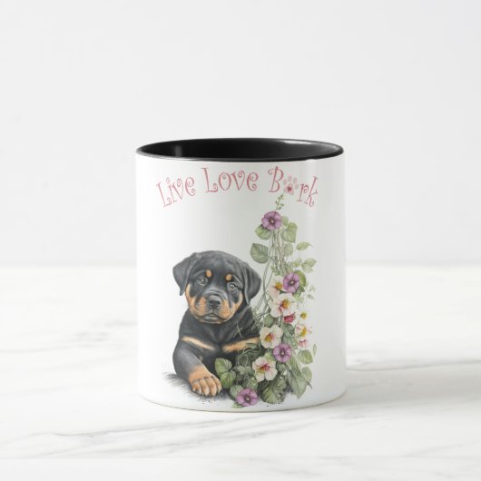 Mug Rottweiler Chien Maman Florale (Centre)