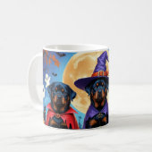 Mug Rottweiler Chiens Citrouille Halloween Funny (Devant gauche)