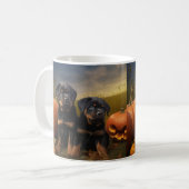 Mug Rottweiler Chiot Automne Citrouille de plaisir (Devant gauche)