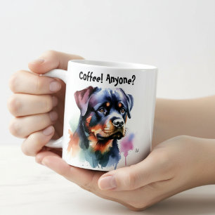 Mug Rottweiler Cute ''Café ! Quelqu'un ? ''