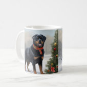 Mug Rottweiler dans la neige à Noël (Devant gauche)