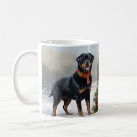 Mug Rottweiler dans la neige à Noël (Gauche)
