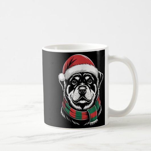 Mug Rottweiler Dog Xmas Santa Hat Scarf Christmas Cost (Droite)