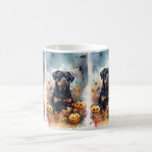 Mug Rottweiler Halloween avec citrouilles épouvantable (Centre)