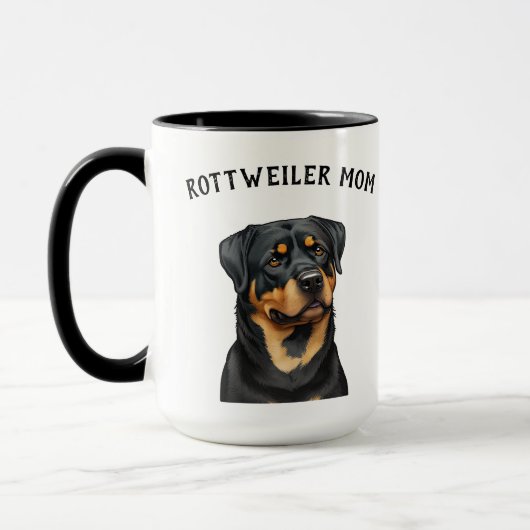 Mug Rottweiler Illustration mignonne Amoureux des chie (Gauche)