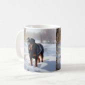 Mug Rottweiler Laissez tomber la neige Noël (Devant gauche)