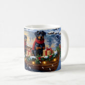 Mug Rottweiler Noël Bateau Vacances (Devant droit)