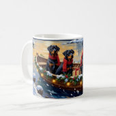 Mug Rottweiler Noël Bateau Vacances (Devant gauche)